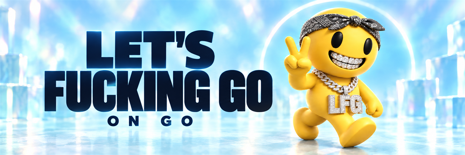 Let's Fucking Go. On GO. The original LFG character in a luminous aqua studio.